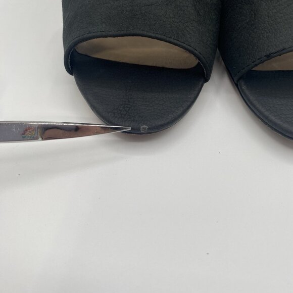 Vince Camuto Emma Leather Peep-Toe Zip Caged Heel Women’s Size US 7 Black - Picture 14 of 14